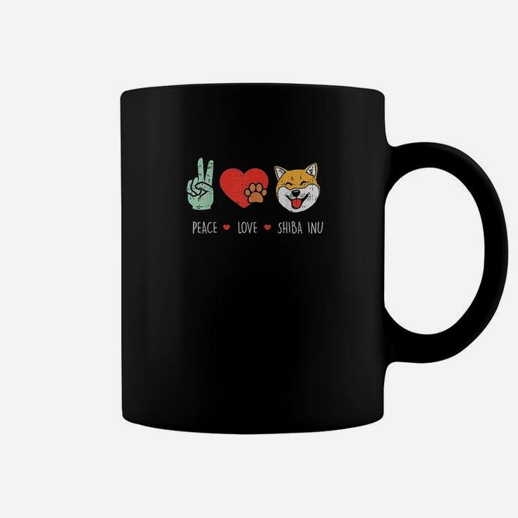 Peace Love Shiba Inu Cute Japanese Pet Dog Doge Meme Gift Coffee Mug