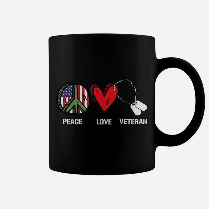 Peace Love Veteran Cool American Flag Military Army Soldier Coffee Mug