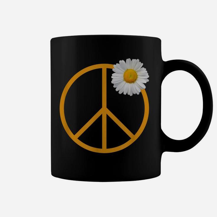 Peace Sign White Flower Boho Hippie Style Coffee Mug