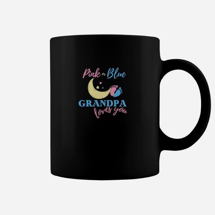 Pink Or Blue Grandpa Loves You Gender Reveal For Grandfather Coffee Mug