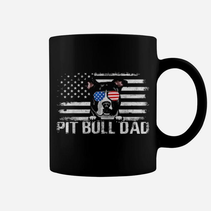 Pit Bull Dad American Flag 4Th Of July Patriotic Coffee Mug