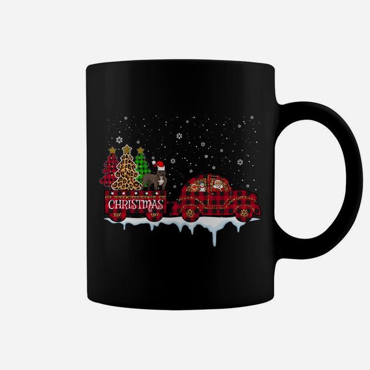 Pit Bull Dog Christmas Red Plaid Truck Santa Xmas Tree Gift Sweatshirt Coffee Mug