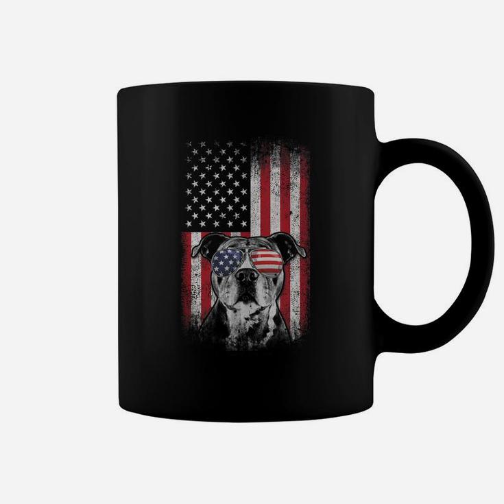 Pitbull American Flag 4Th Of July Pitbull Dad Mom Dog Lover Coffee Mug