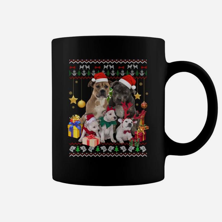 Pitbull Ugly Christmas Sweater Santa Hat Gift Coffee Mug