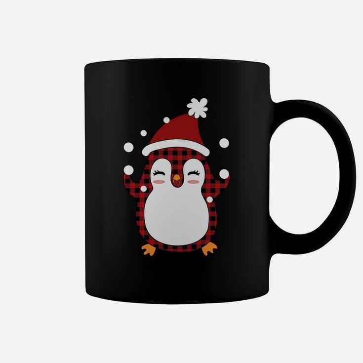 Plaid Penguin Santa Hat - Funny Penguin Christmas Sweatshirt Coffee Mug
