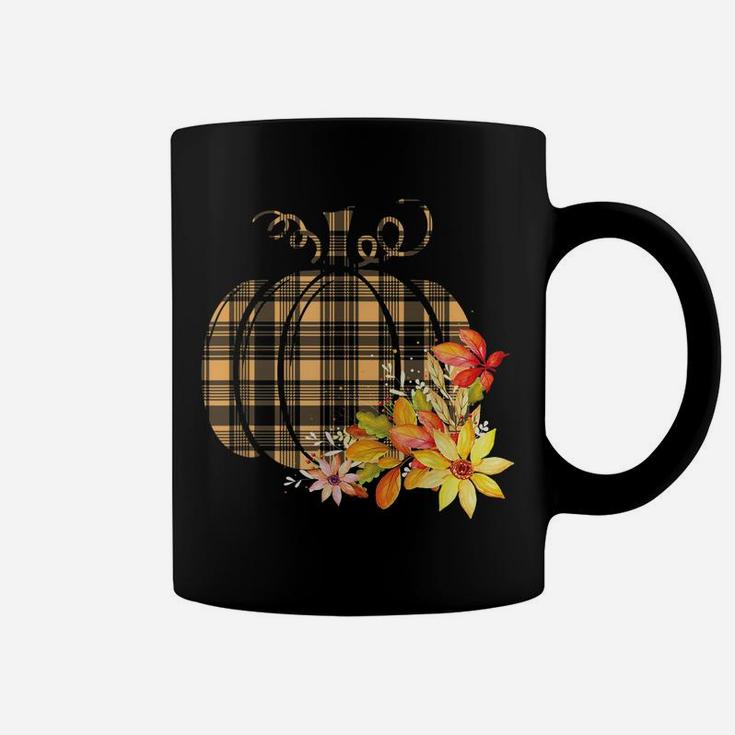 Plaid Pumpkin Flower Autumn Fall Graphic Gift Coffee Mug