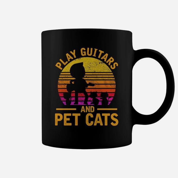 Play Guitars And Pet Cats Musician Cute Kitten Lover Coffee Mug
