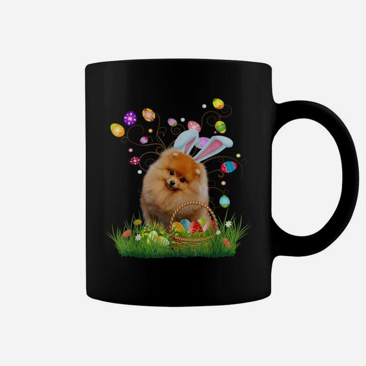 Pomeranian Pet Dog Hunting Egg Tree Bunny Easter Day Coffee Mug