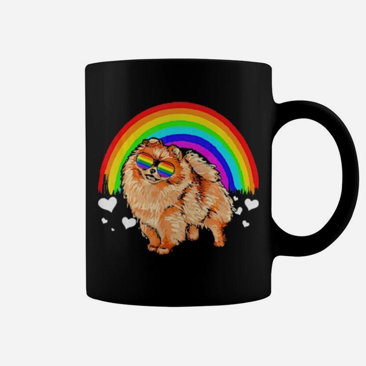 Pomeranian Rainbow Sunglasses Gay Pride Lgbt Gifts Coffee Mug