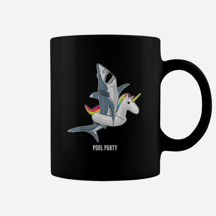 Pool Party Unicorn Float Funny Shark Lover Coffee Mug