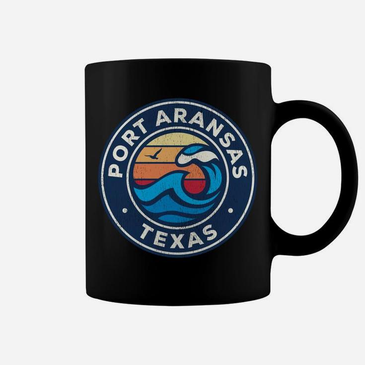 Port Aransas Texas Tx Vintage Nautical Waves Design Coffee Mug