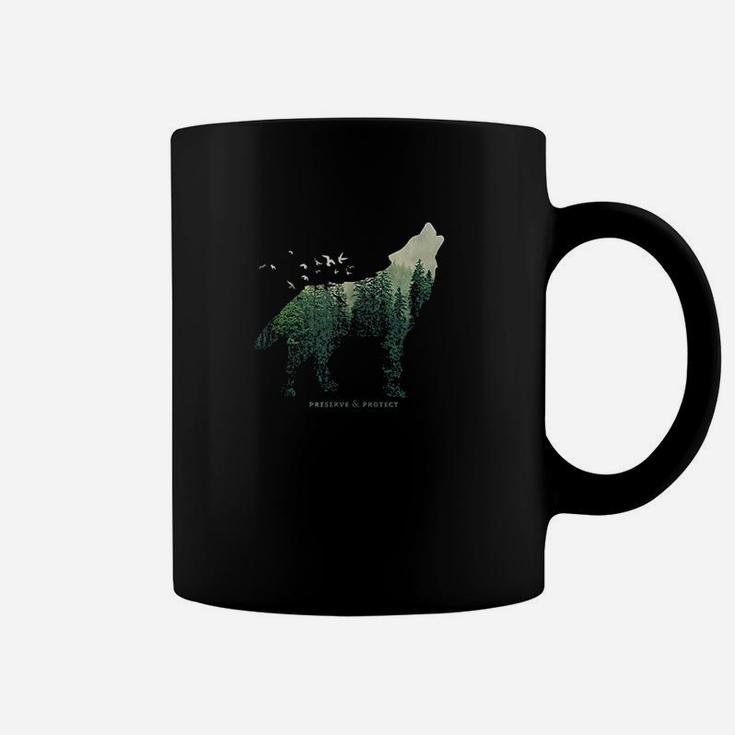 Preserve  Protect Vintage National Park Wolf Gift Coffee Mug