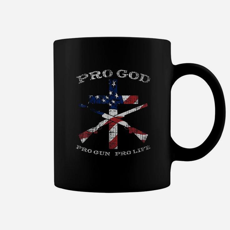 Pro God Life Cross American Flag Patriotic Support Gift Coffee Mug