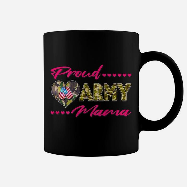 Proud Army Mama - Camo Us Flag Dog Tags Military Mom Gift Coffee Mug