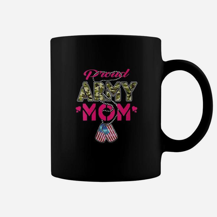 Proud Army Mom Camo Us Flag Dog Tags Military Mother Gift Coffee Mug