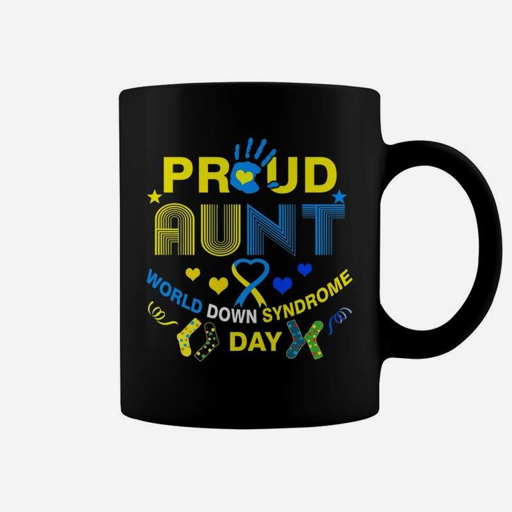 Proud Aunt Ribbon Heart Down Syndrome Day Trisomy Coffee Mug