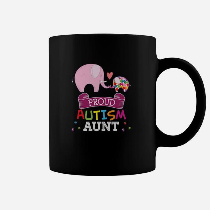 Proud Autism Aunt Autistic Day Awareness Rainbow Puzzle Coffee Mug