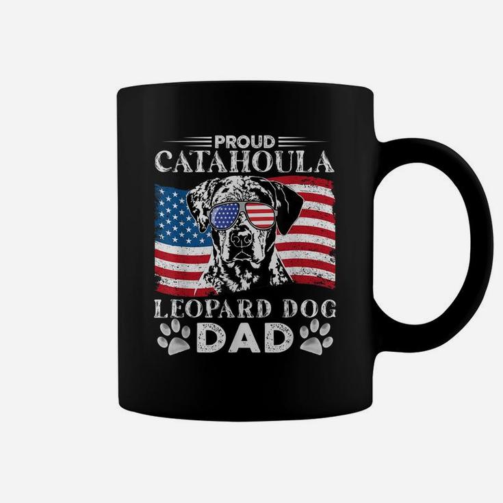 Proud Catahoula Leopard Dog Dad American Flag Patriotic Dog Coffee Mug