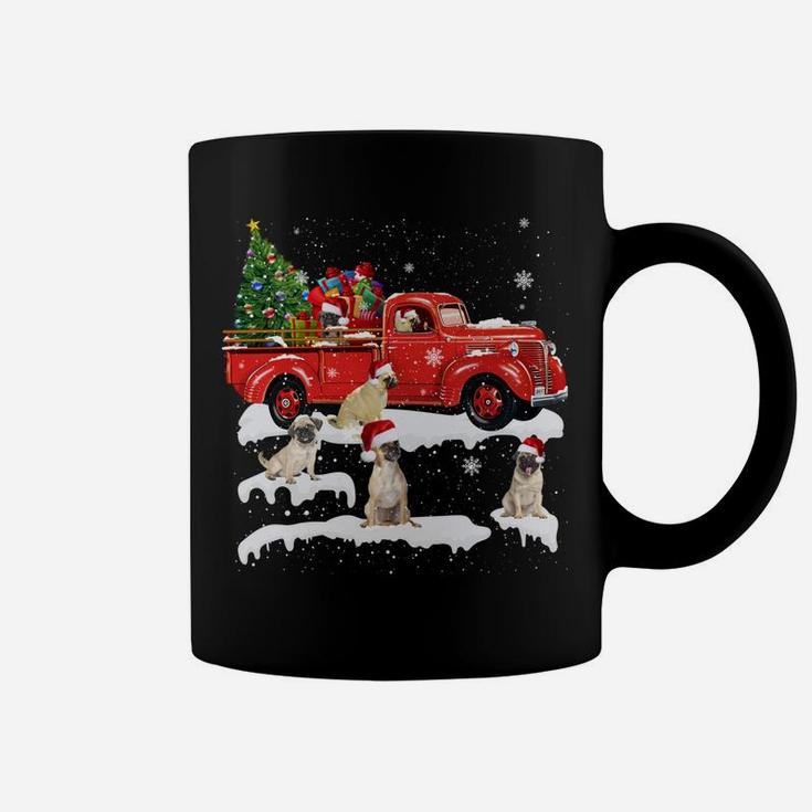Pug Riding Red Truck Merry Christmas X-Mas Ugly Gift Coffee Mug
