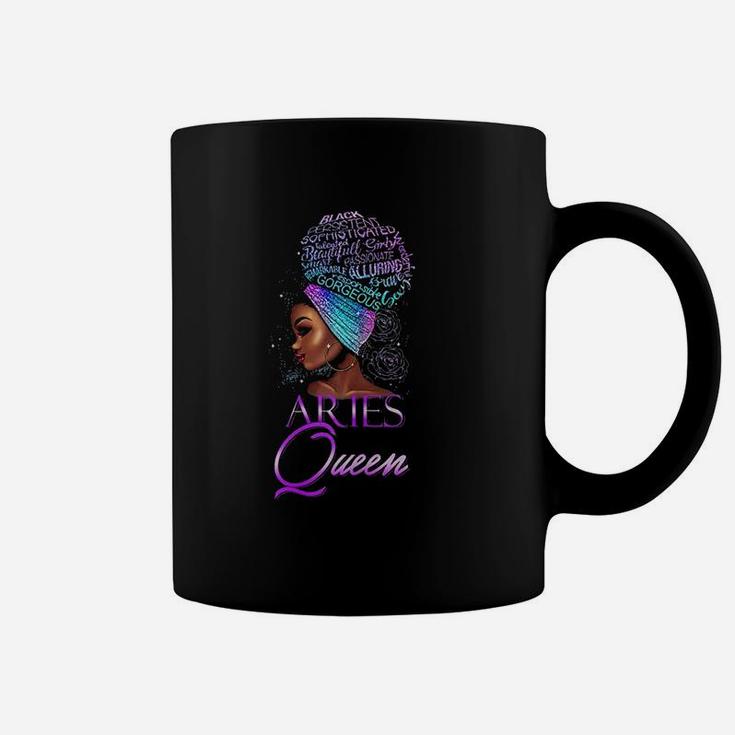 Purple Aries Queen African American Woman March April Coffee Mug