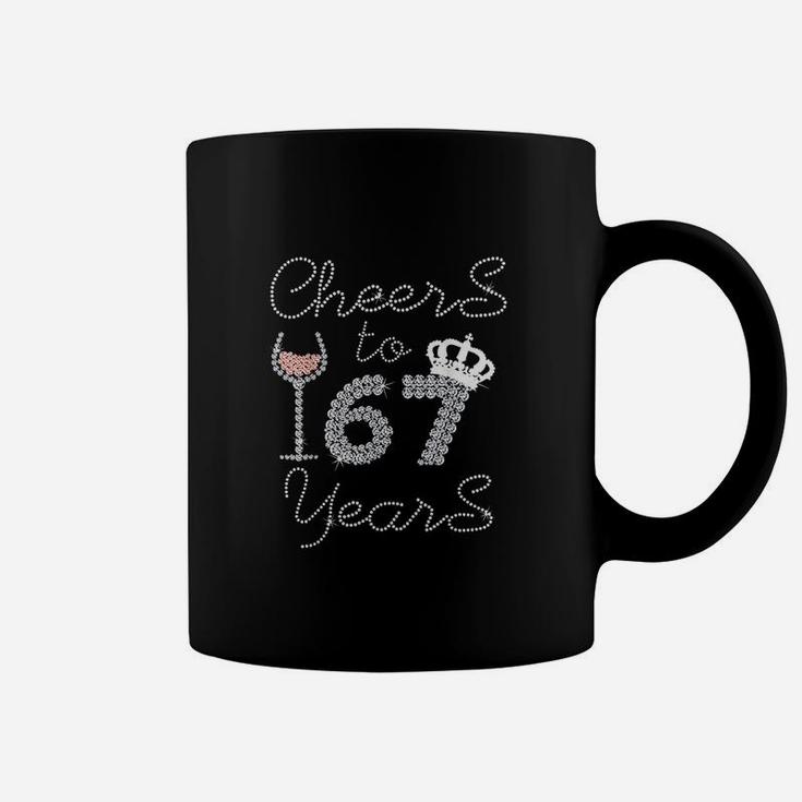 Queen Girl Drink Wine Cheers To 67 Years Old Happy Birthday Coffee Mug