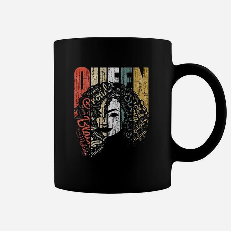 Queen Strong Black Woman Afro Natural Hair Afro Educated Melanin Rich Skin Black Coffee Mug