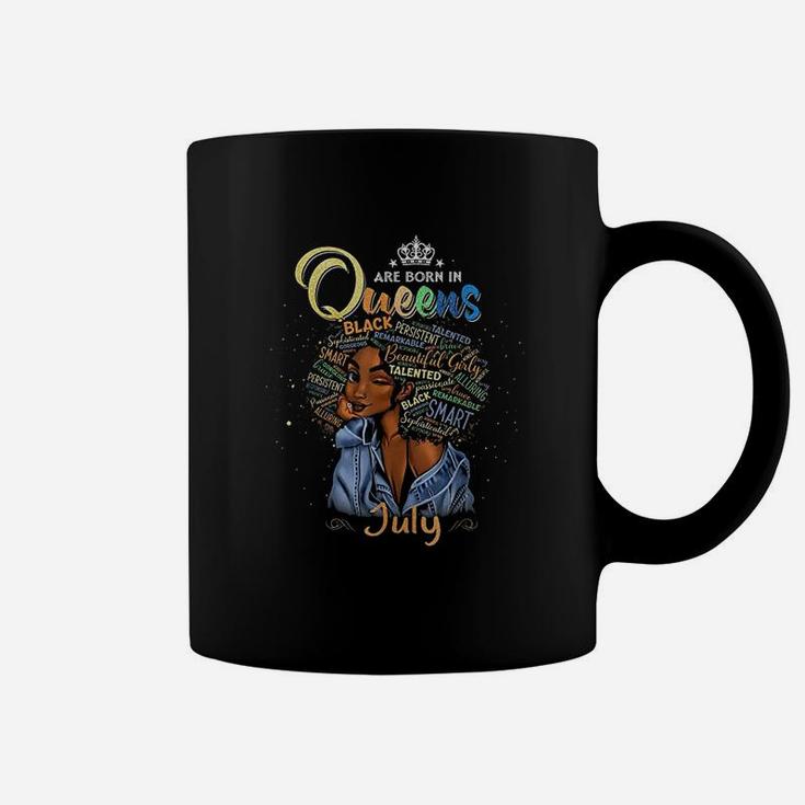 Queens Are Born In July Black Girl Leo Birthday Gift Coffee Mug