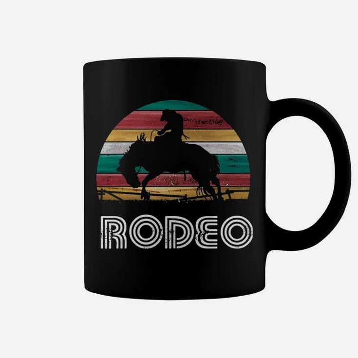 Rainbow Cowboy Rodeo Bucking Bronco Horse Retro Style Coffee Mug