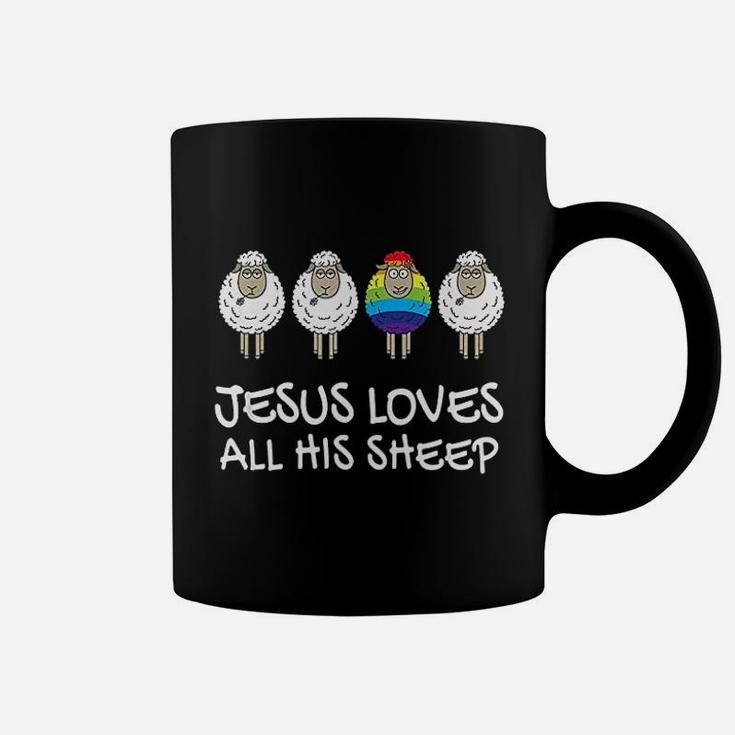 Rainbow Jesus Loves All His Sheep Coffee Mug