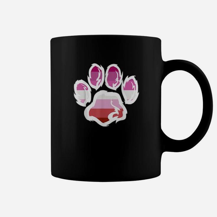 Rainbow Lesbian Pride Furry Dog Paw Print Lgbt Coffee Mug