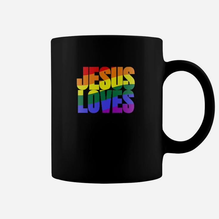 Rainbow Pride Gay Christian Lgbtq  Jesus Loves Coffee Mug