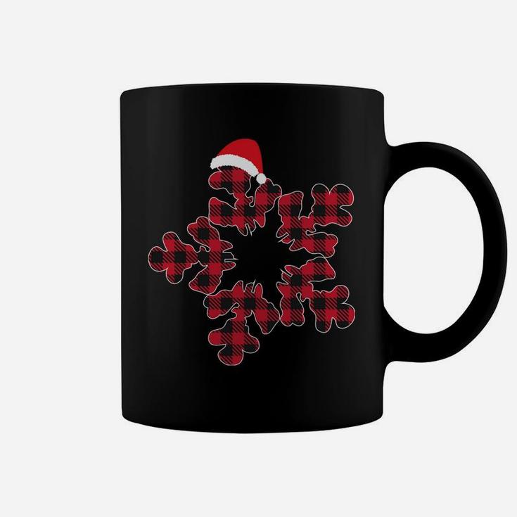 Red & Black Christmas Buffalo Plaid Snowflakes Santa Hat Coffee Mug