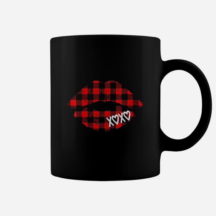 Red Buffalo Plaid Lips Coffee Mug