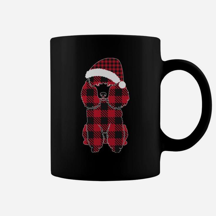 Red Plaid Buffalo Cute Poodle Christmas Santa Hat Pajamas Sweatshirt Coffee Mug