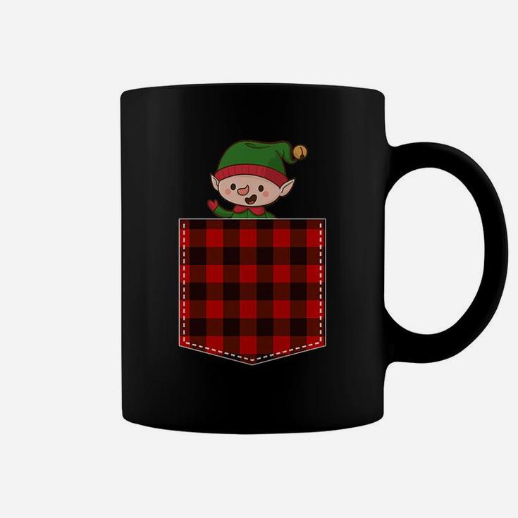 Red Plaid Elf In Pocket Buffalo Family Pajama Christmas Coffee Mug