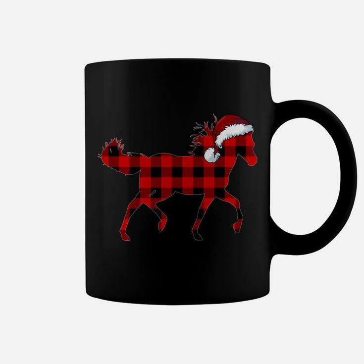 Red Plaid Horse Christmas Funny Horse Santa Hat Xmas Gift Sweatshirt Coffee Mug