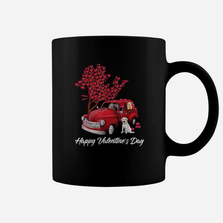 Red Truck Happy Valentines Day Labrador Retriever Dog Hearts Coffee Mug