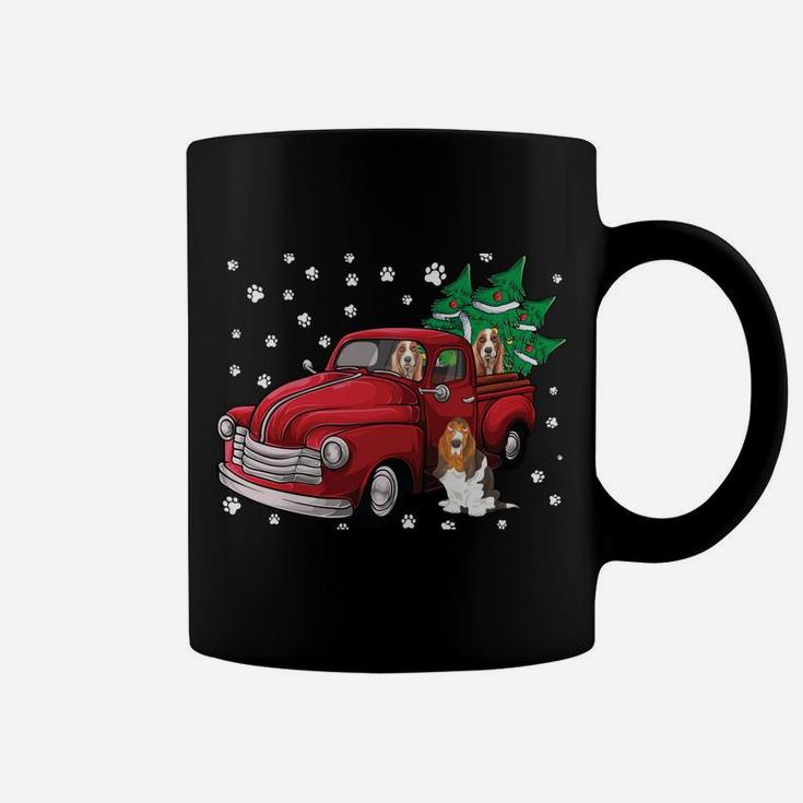 Red Truck Merry Christmas Tree Basset Hound Christmas Coffee Mug