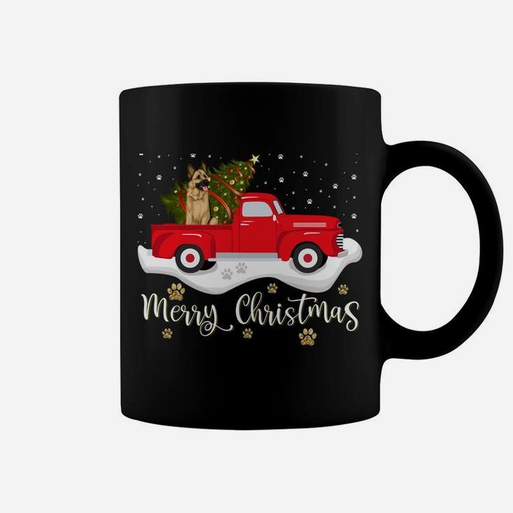 Red Truck Merry Christmas Tree German Shepherd Christmas Coffee Mug