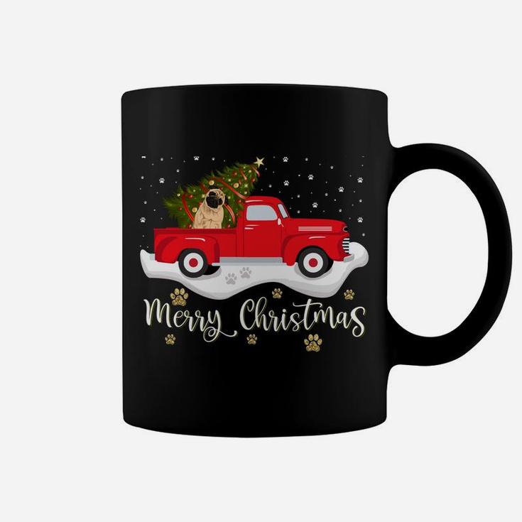 Red Truck Merry Christmas Tree Pug Christmas Coffee Mug