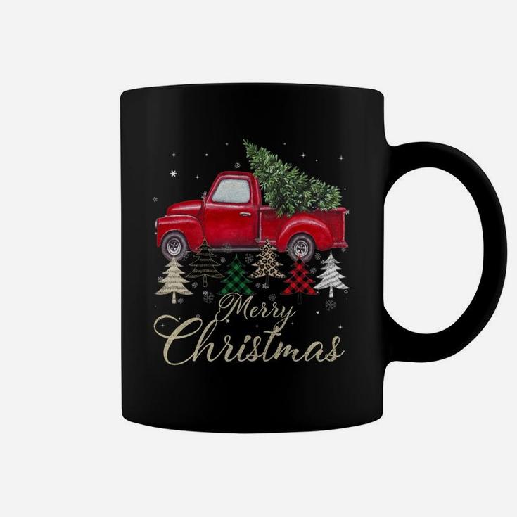 Red Truck With Buffalo Plaid And Leopard Christmas Tree Coffee Mug
