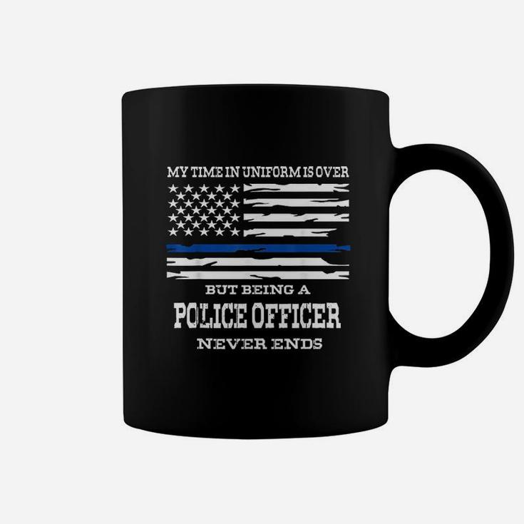Retired Police Officer Us Flag Thin Blue Line Gift Coffee Mug
