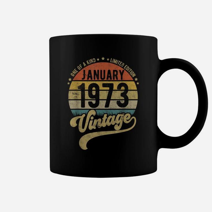 Reto Vintage 48Th Birthday Tee, Born In January 1973 Gift Coffee Mug