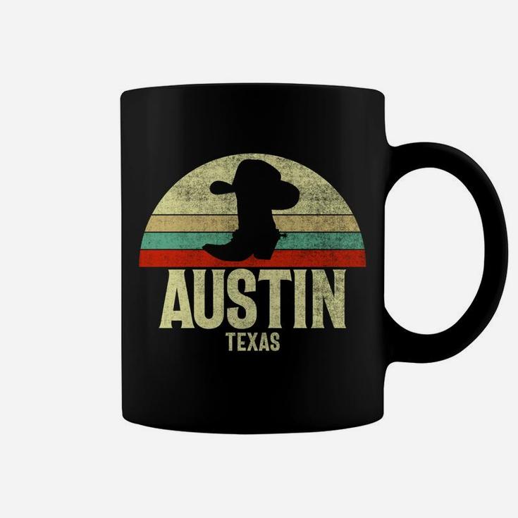 Retro Austin Texas Cowboy Hat On Cowboy Boot Vintage Sweatshirt Coffee Mug