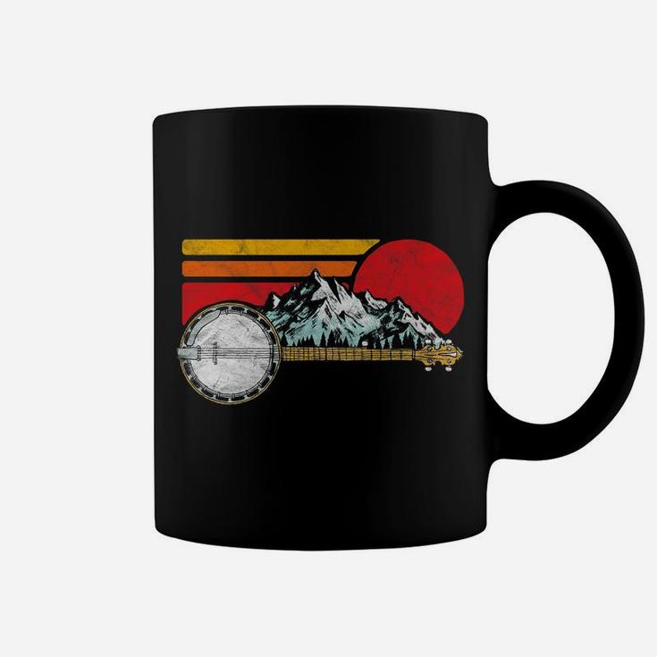Retro Banjo Mountains & Sun Sketch Surf Style 80'S Graphic Coffee Mug