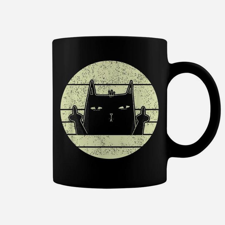 Retro Cat | Vintage Annoyed Black Cat In Bad Mood Cat Lover Coffee Mug
