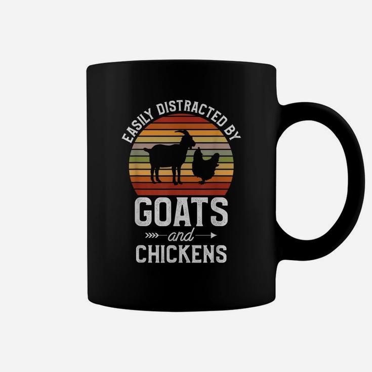 Retro Easily Distracted By Goats And Chickens Farm Animals Coffee Mug