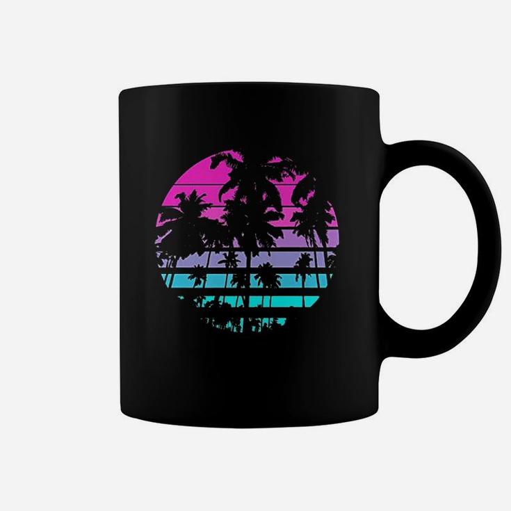 Retro Eighties 80S And 90S Beach Style Design With Palm Trees Coffee Mug