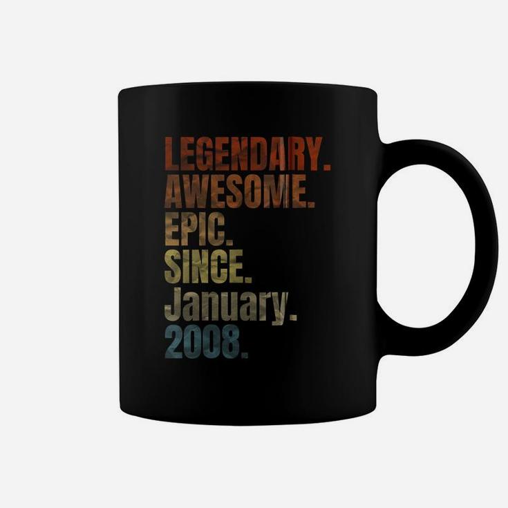 Retro Legendary Since January 2008Shirt 12 Years Old Zip Hoodie Coffee Mug