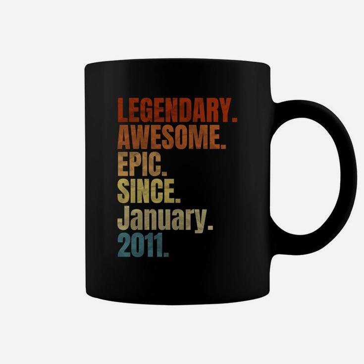 Retro Legendary Since January 2011 T Shirt 8 Years Old Coffee Mug